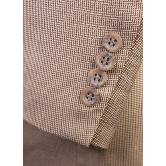 Stafford Sport Coat Blazer Mens 42L Beige Houndstooth Jacket Blazer Silk/Wool - Picture 7 of 14
